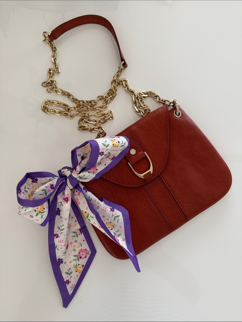 Cole Haan Leather Crossbody Bag with Gold Chain